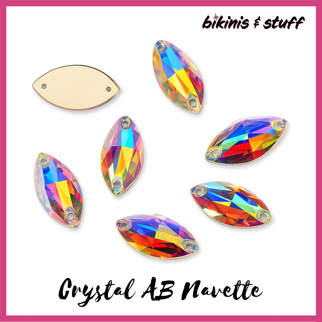 Crystal AB Navette - Sew-On Rhinestones