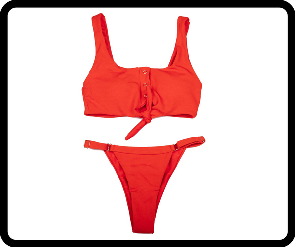 Orange/red Bow Bandage Bikini
