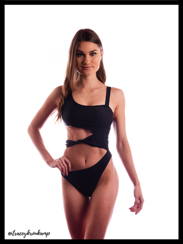 Black asymmetrical monokini