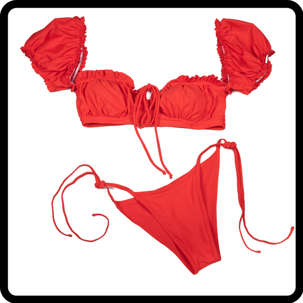 Red Frilly Sleeve Bikini